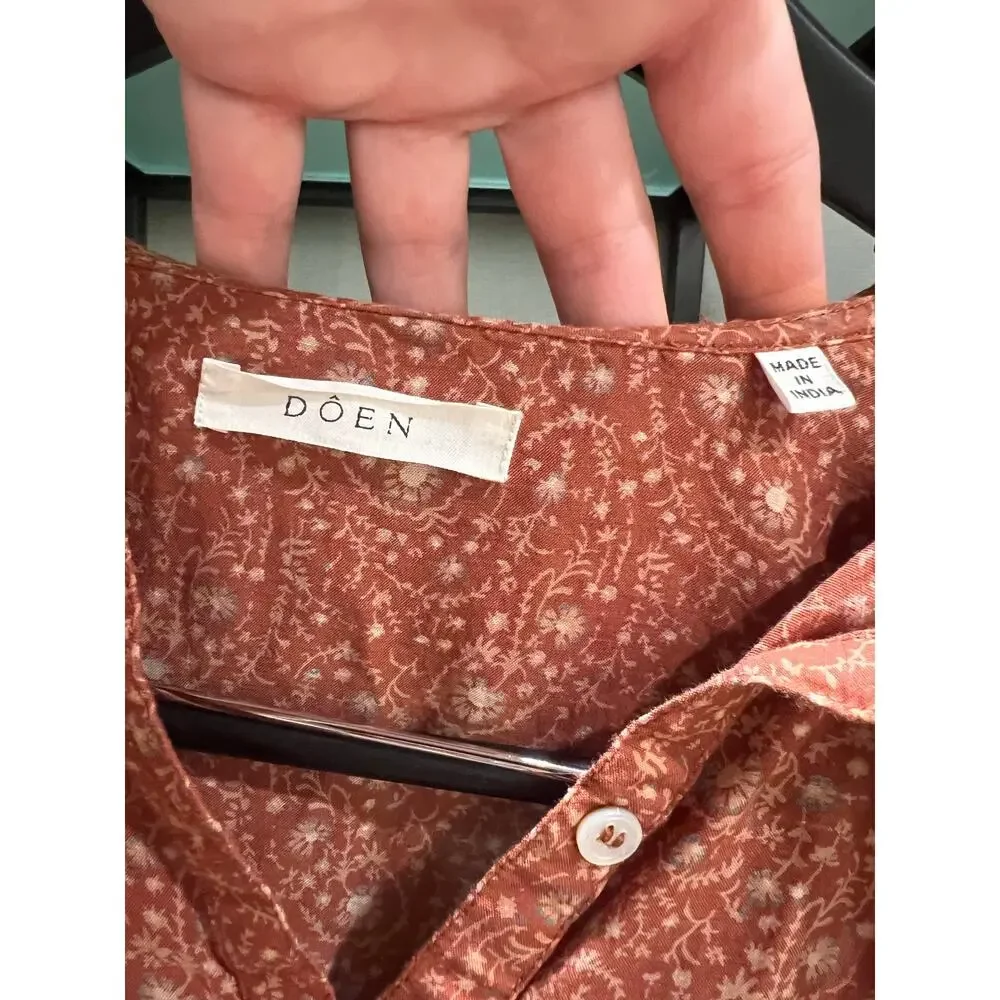 Doen Floral Billi Jean Blouse Size XS Rust Tamarillo Prairie Paisley Casual - Picture 5 of 11